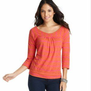 NWT LOFT Orange Pink Stripe Scoop Neck Shirt XS-M
